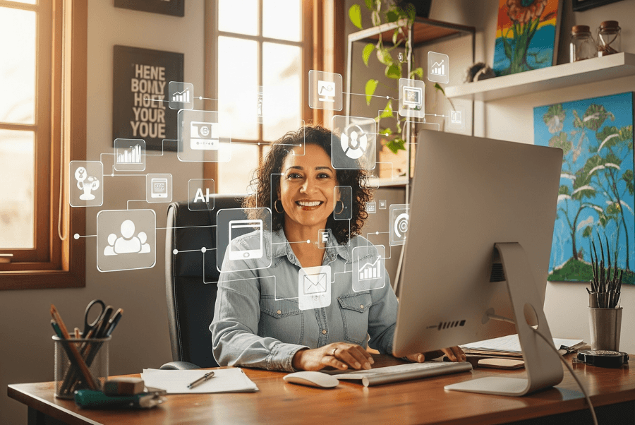 A business woman in Lorton VA using AI agents