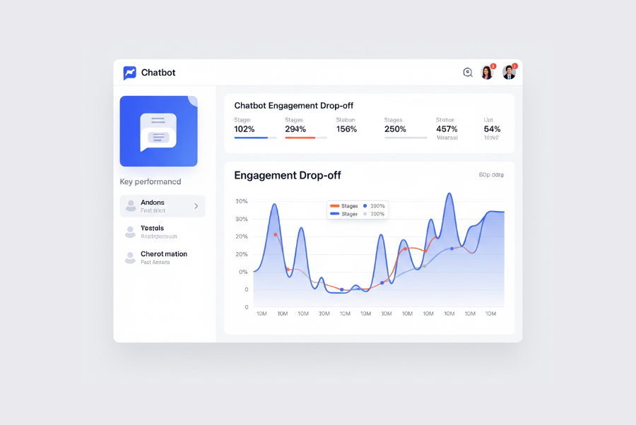 Chatbot AI analytics dashboard showing user engagement stats