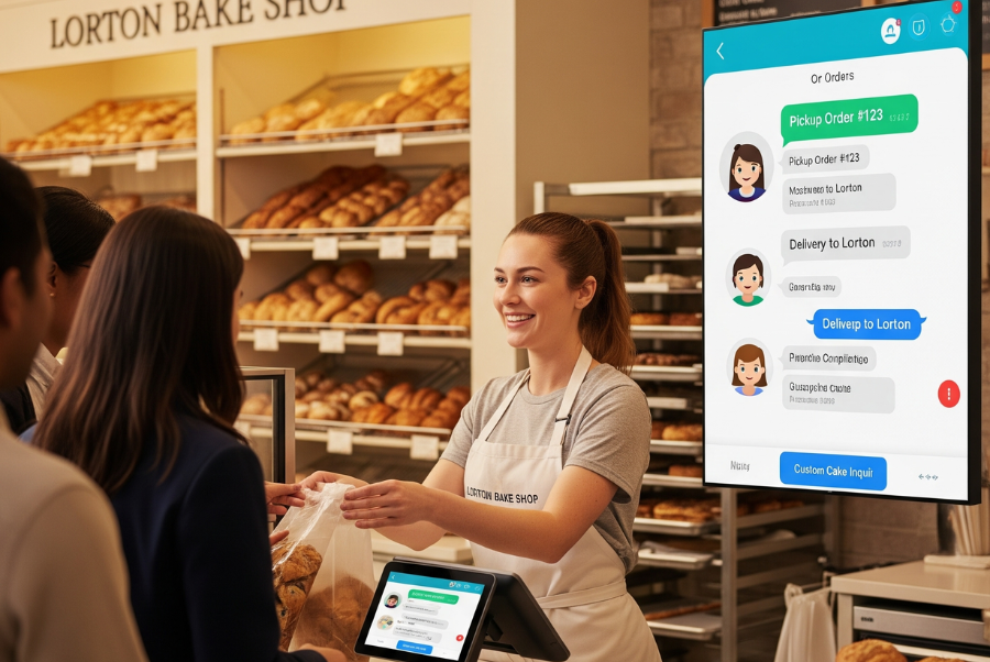 Conversational AI helping bakery staff in Lorton VA by managing tasks