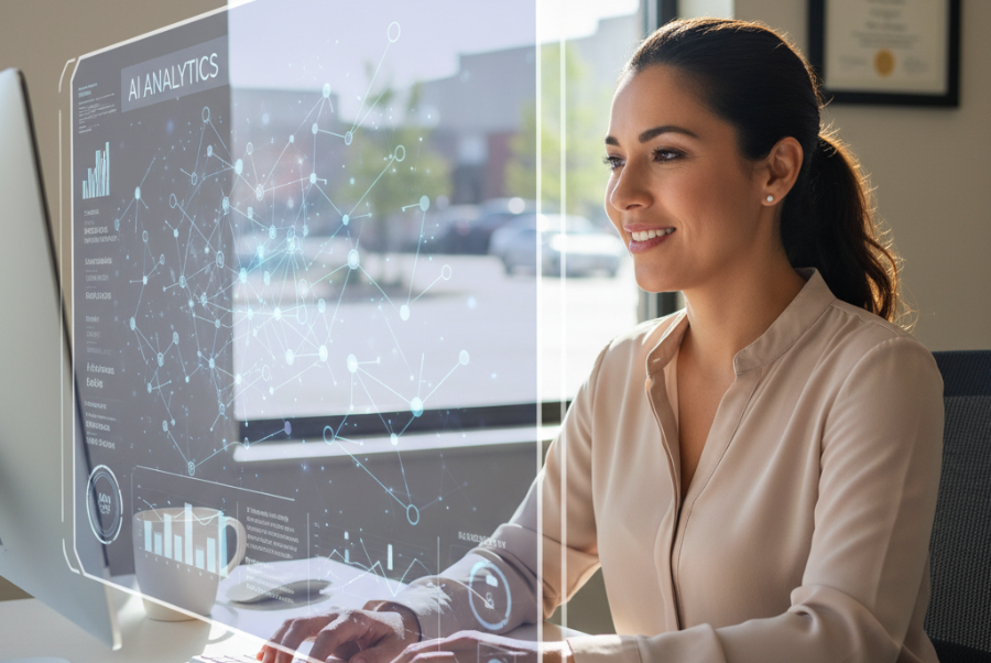 Local business owner using AI agent neural networks dashboard in Lorton VA