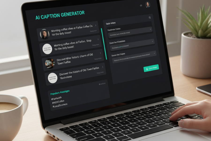 AI generating smarter captions and local hashtags for Northern Virginia businesses