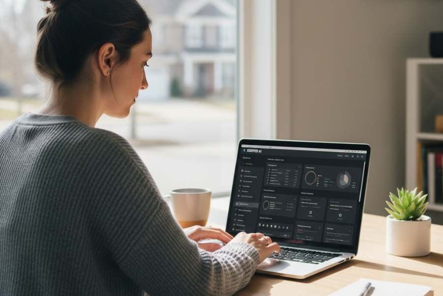 Small business owner in Lorton VA using AI tools to optimize content efficiently