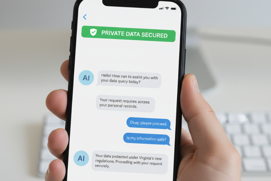 Secure chatbot data ownership visual showing privacy in Lorton VA business automation