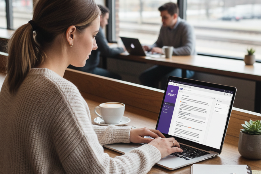 Jasper AI content creation tool being used by Lorton Station marketer