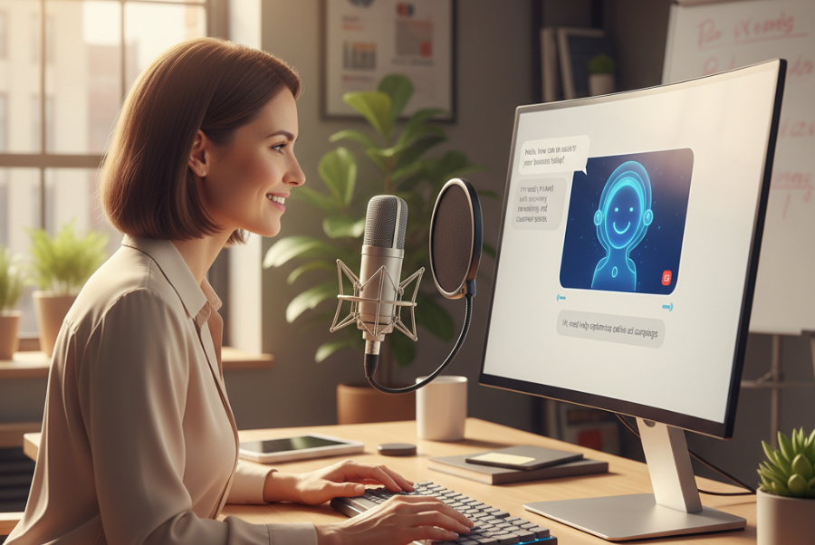 Northern Virginia business owner using AI voice-enabled chatbots to assist customers