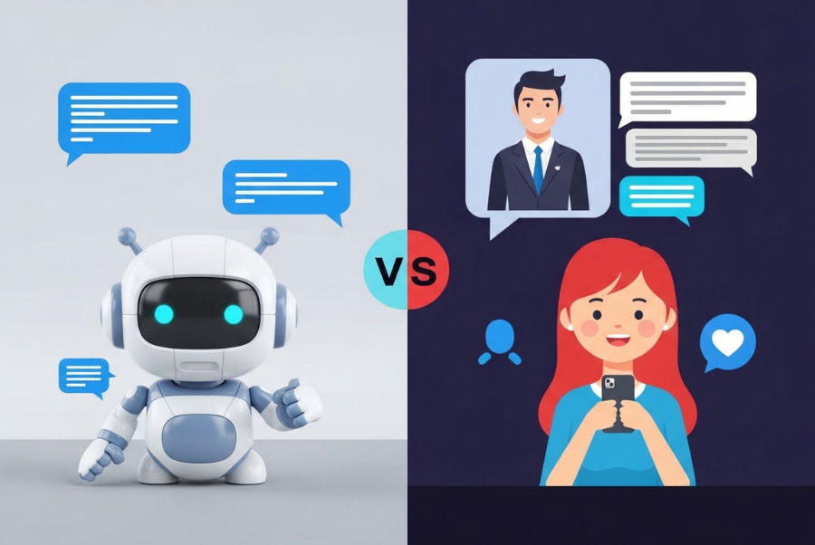 human vs robotic chatbot conversation design Arlington VA