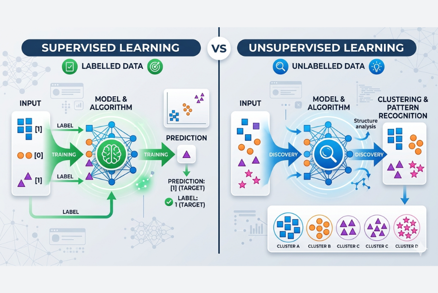 supervised vs unsupervised learning comparison for business use