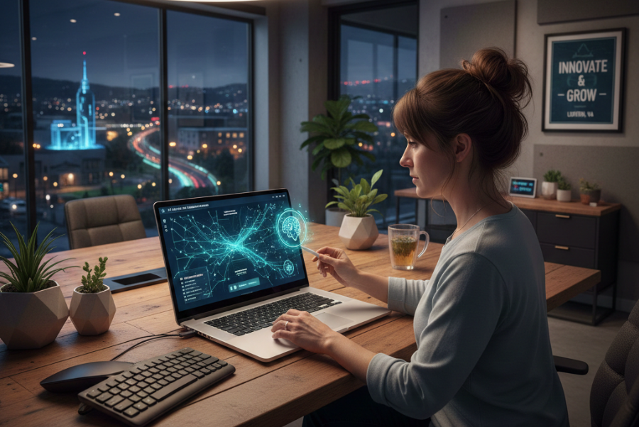 Lorton VA business owner using AI agent integration for smarter operations (AI Agent Integration in Business Lorton VA)