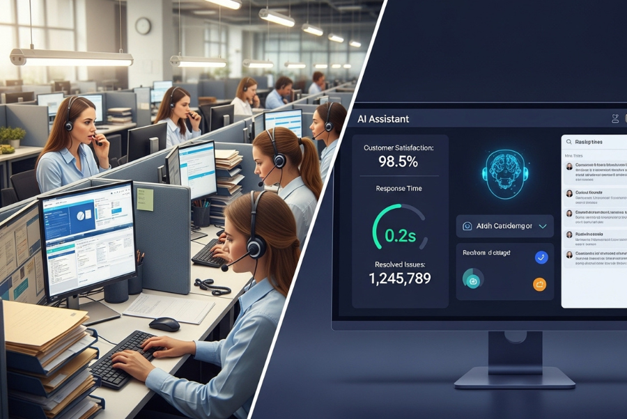 traditional vs AI call center comparison Woodbridge VA

